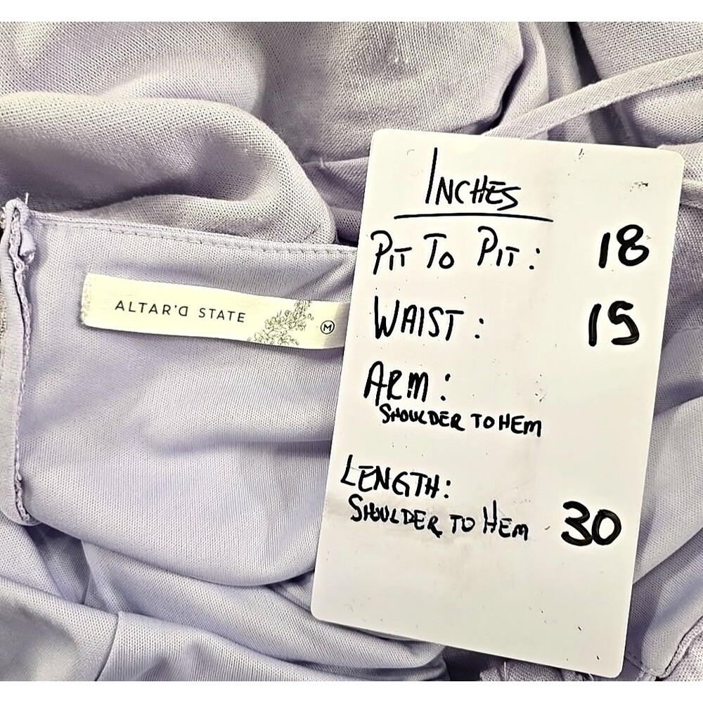 Altard State Fit Flare Linen Blend Sleeveless Dress Med Purple Bow Pastel Sweet - Picture 5 of 7